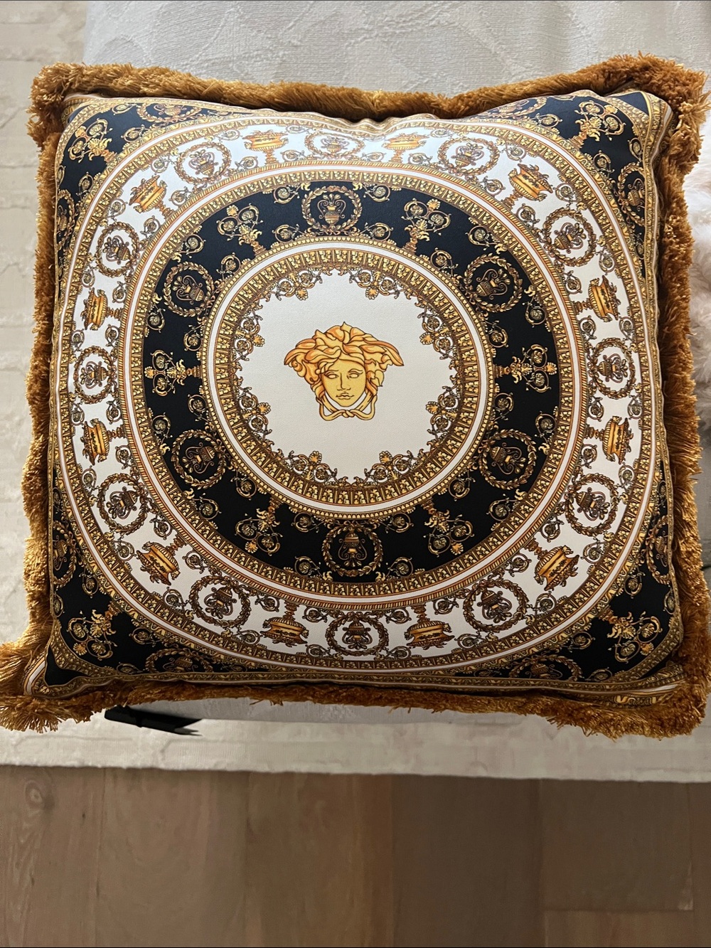 NWT in original bag Versace decorative  pillow with gold fringe